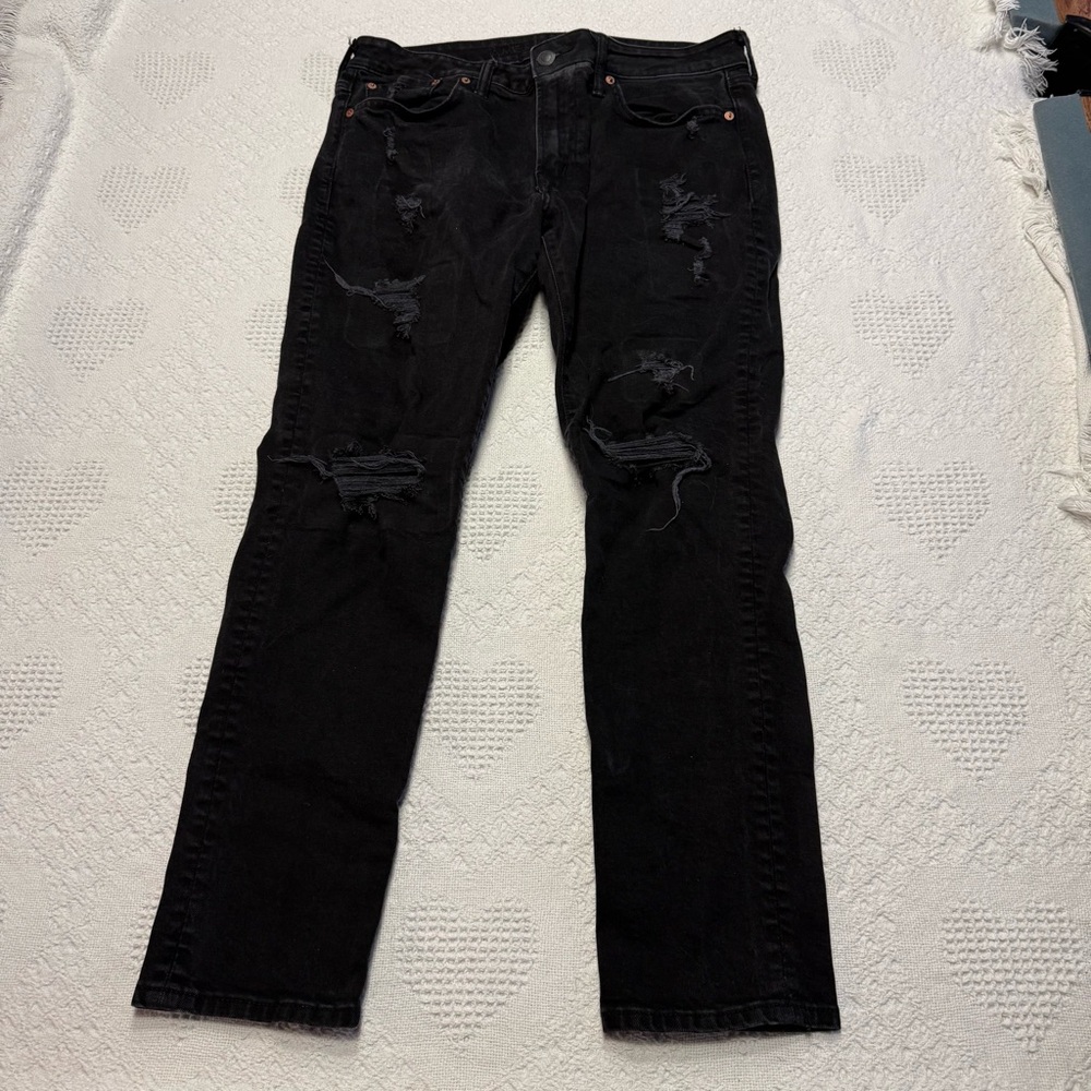 American Eagle Distressed Athletic Skinny Jeans (33x30)